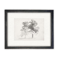 READY TO SHIP 16x20 Framed Canvas Print: Black and White Tree Sketch