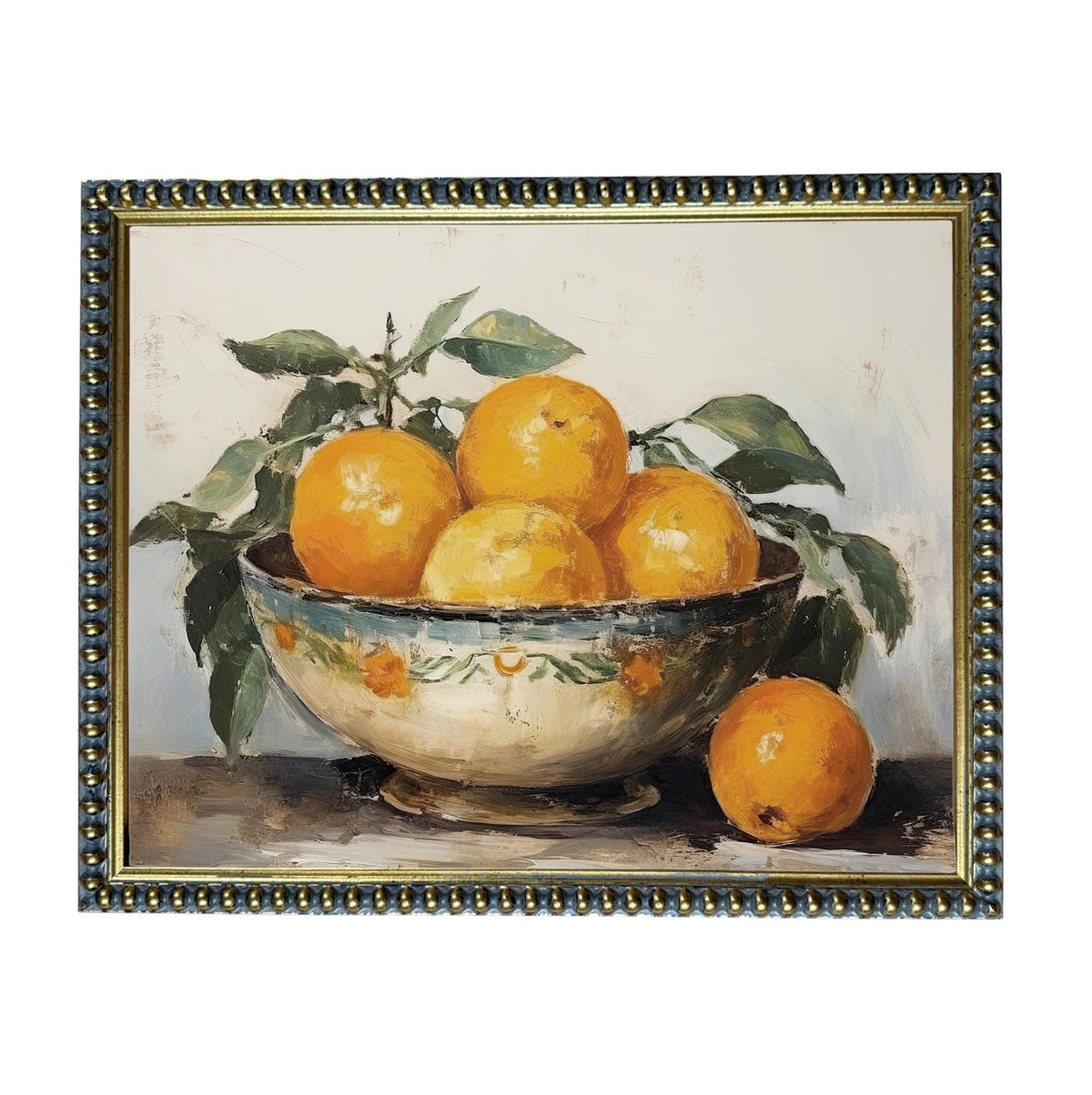 Vintage Framed Oranges Canvas Print: Still Life Kitchen Art #ST-645