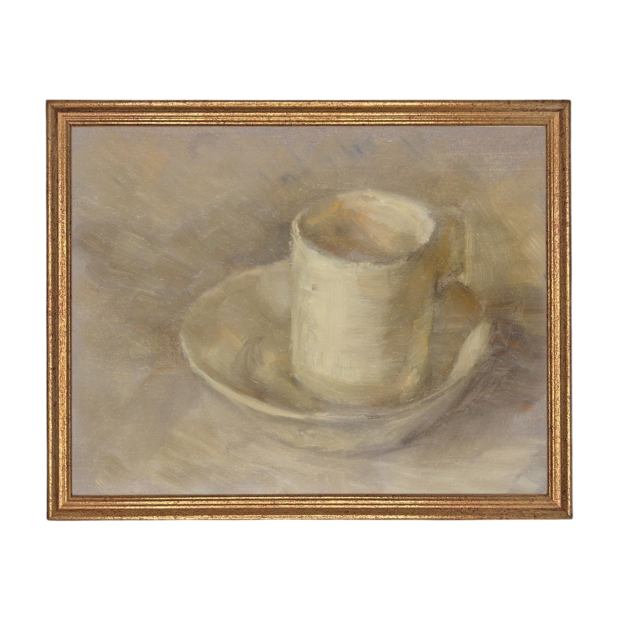 Framed Neutral Vintage Kitchen Pottery Still Life Canvas Print ST-647