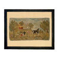 Framed Horse & Cottage Canvas Art Print: Vintage Farmhouse Decor #COT-101