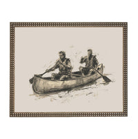 Framed Canvas Lake Landscape Print: Vintage Cabin Art #CAB-103