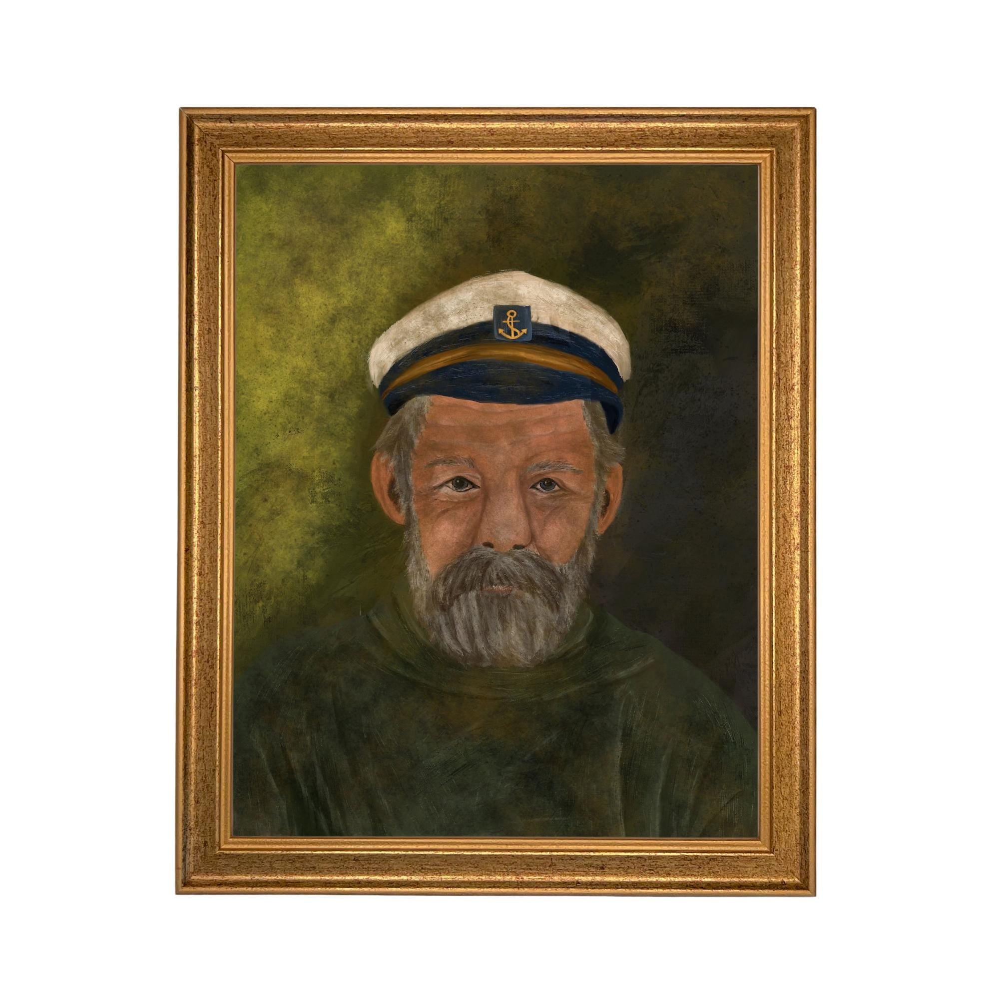 Framed Vintage Sea Captain Canvas Print- Nautical Art #CAB-108