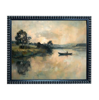 Framed Vintage Fisherman Print on Canvas: Lake House Cabin Art #CAB-109