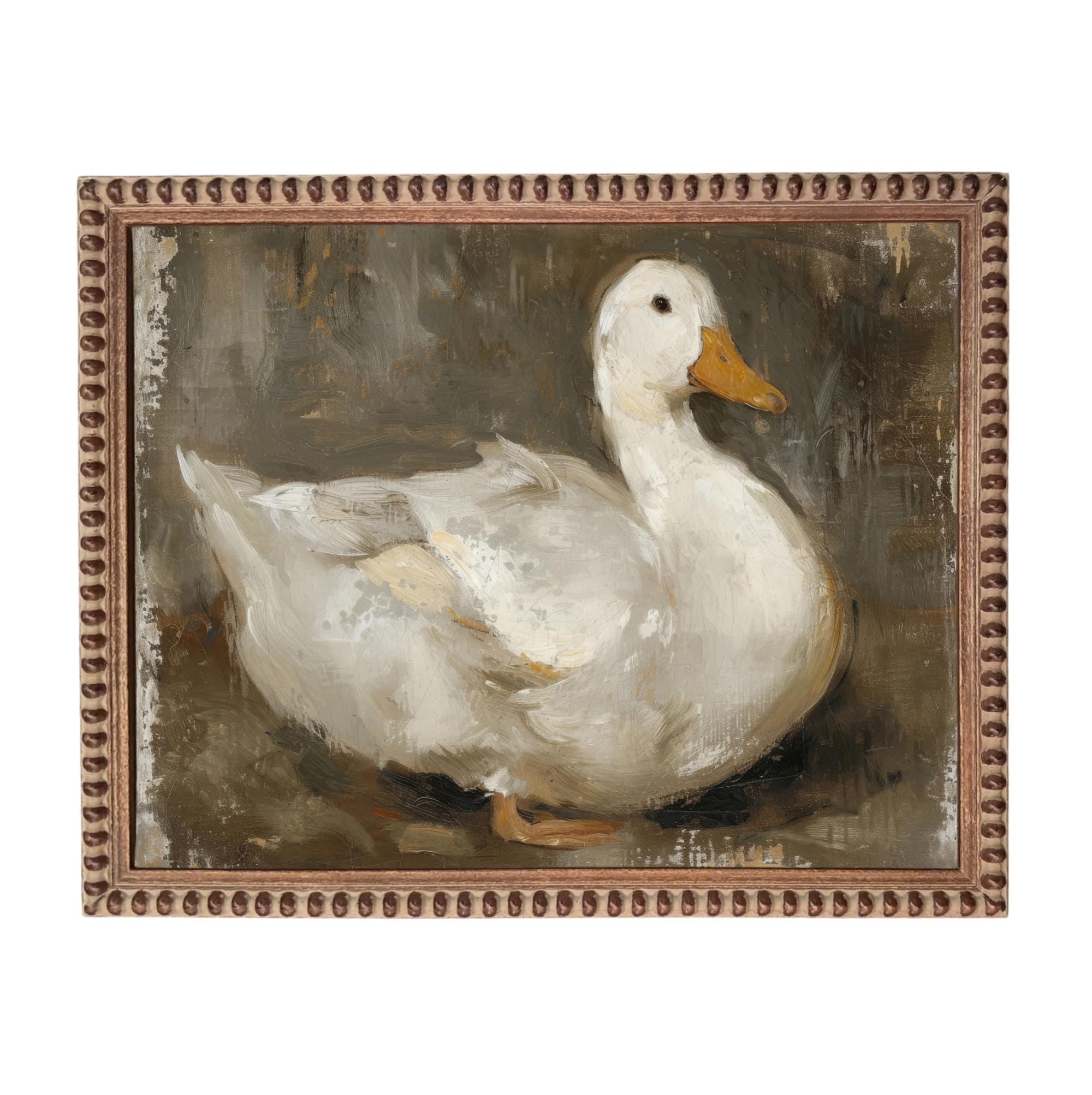 Vintage Duck Canvas Print: Framed Nursery Art Reproduction #A-206