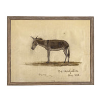 Framed Vintage Donkey Canvas Print: Farmhouse Art #A-207