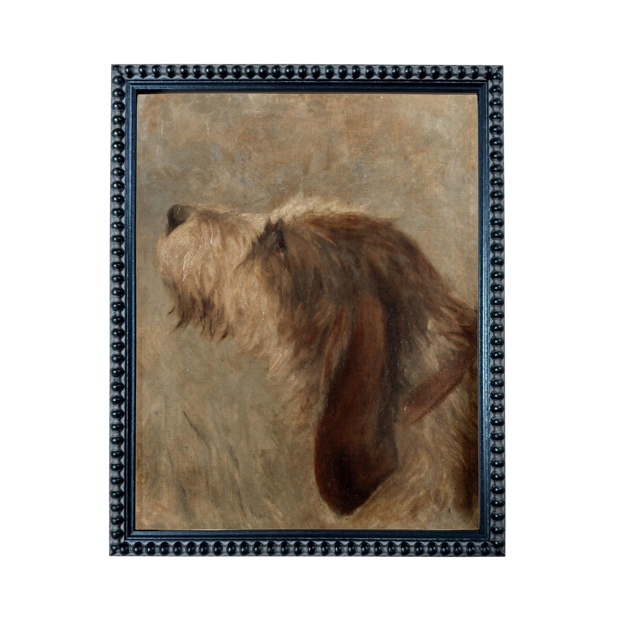 Framed Vintage Dog Canvas Print: Otterhound Dog Painting #A-208