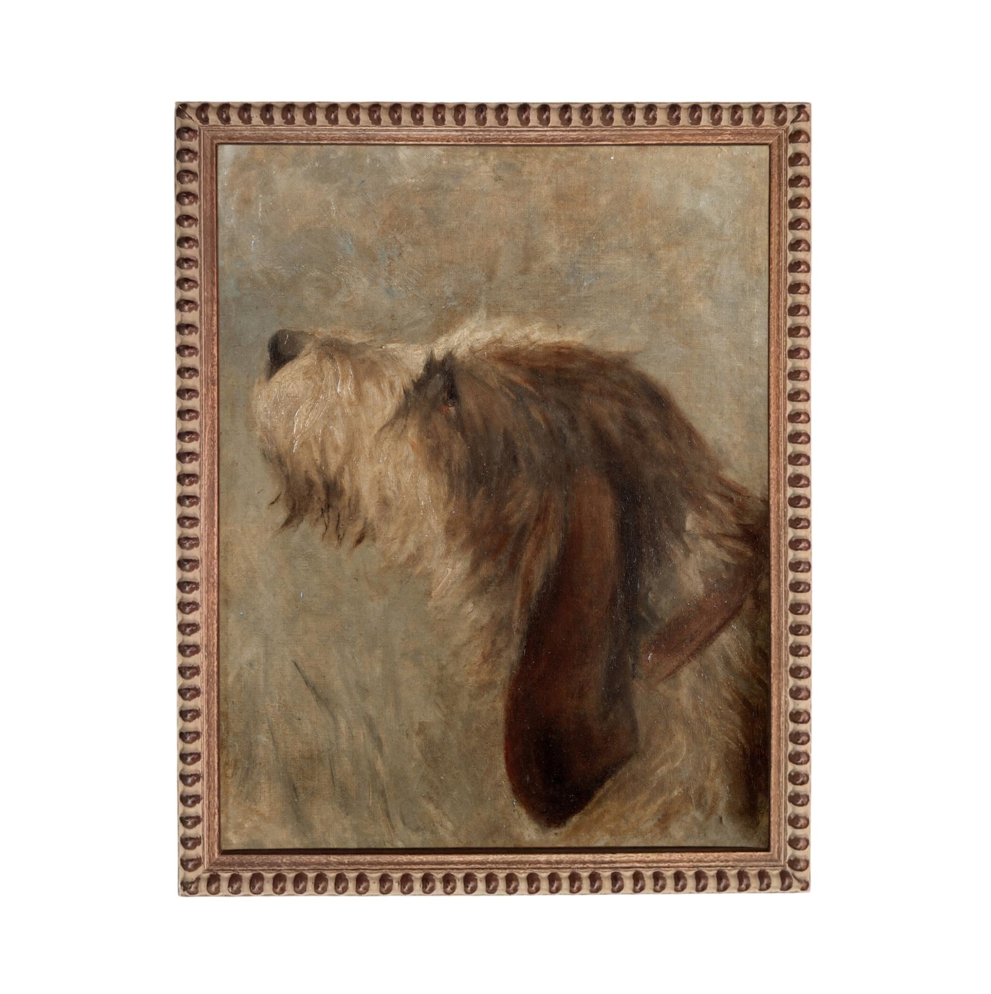 Framed Vintage Dog Canvas Print: Otterhound Dog Painting #A-208
