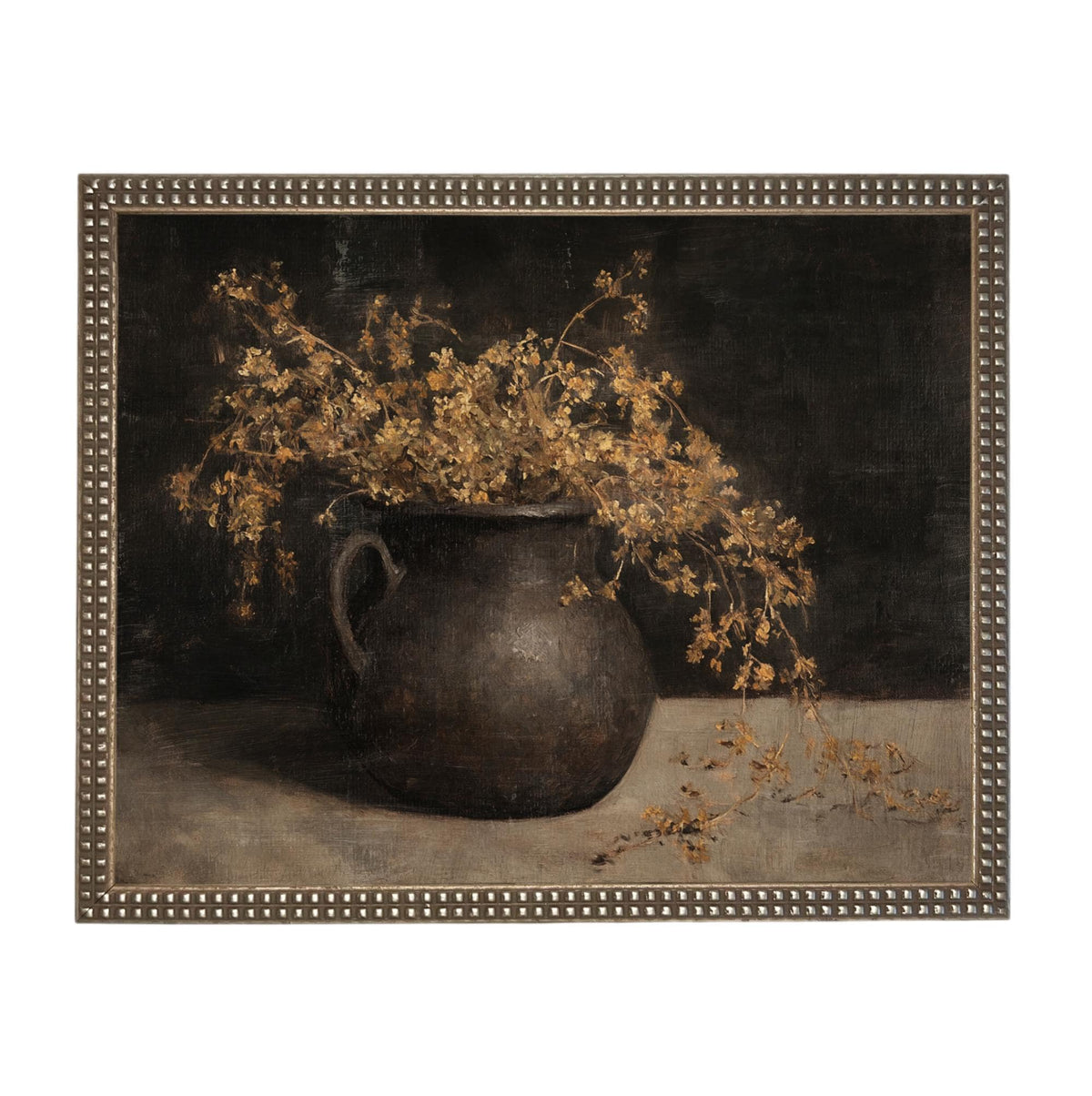 Vintage Framed Moody Autumn Floral Print: Botanical Still Life Painting #BOT-171