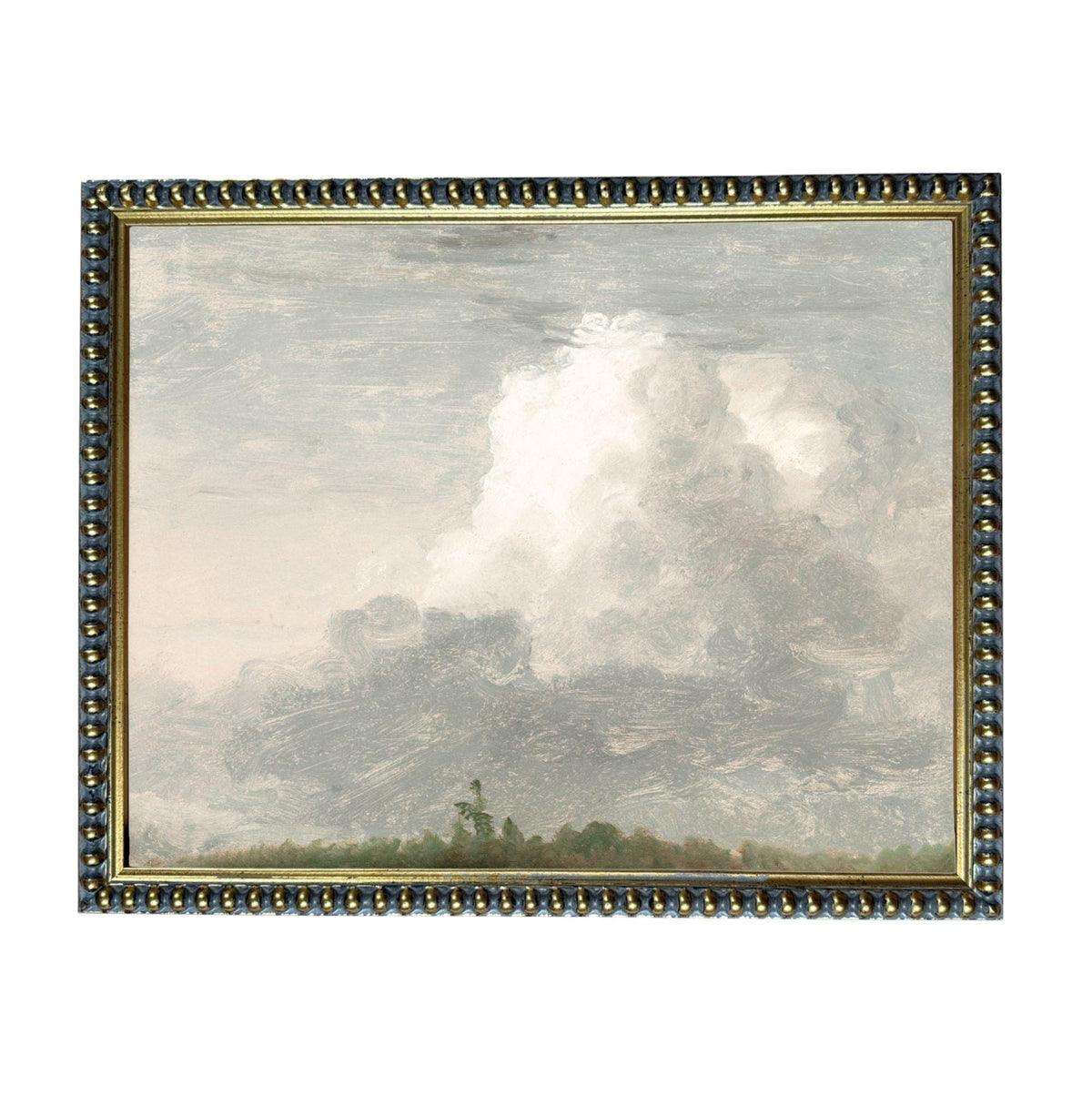 The image is a painting of a cloudy sky with a large cloud formation in the background.