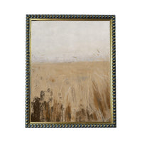 The image is a painting of a field with tall grass, framed in a decorative gold frame.