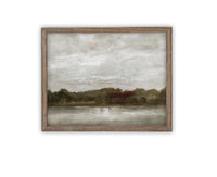 READY to SHIP 24X36 Framed Lake House Canvas Print: Vintage Farmhouse Landscape Art
