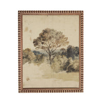 The image is a painting of a tree in a field, with a landscape background.