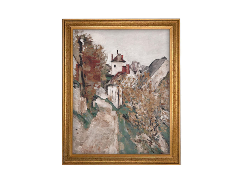 Framed Vintage Canvas Print: Cottage Core French Cityscape Art