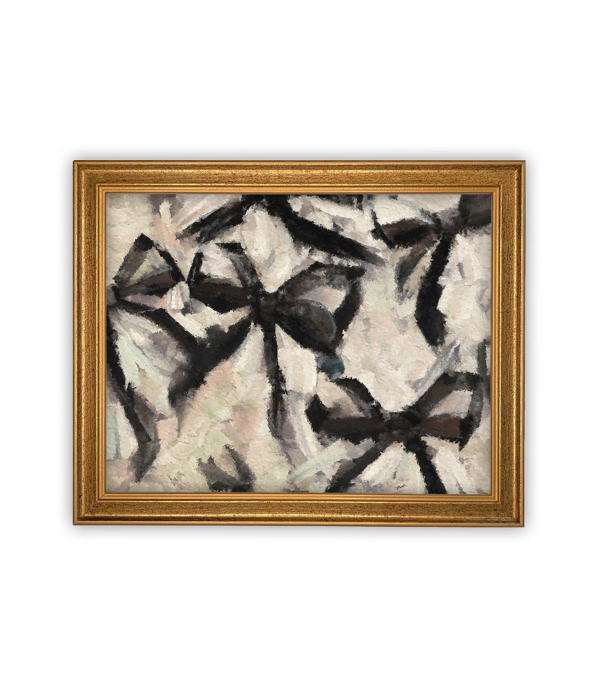 READY to SHIP 24X36 Vintage Framed Canvas Print: Abstract Black Bow Fashion Art