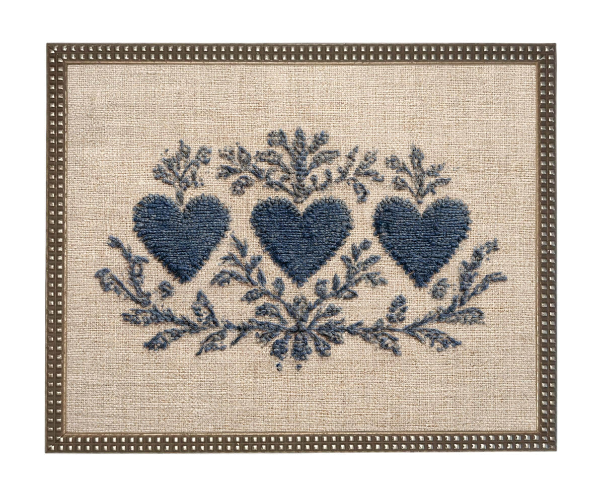 Framed Vintage Canvas Print: Folk Art Heart Tapestry Art #MSC-110