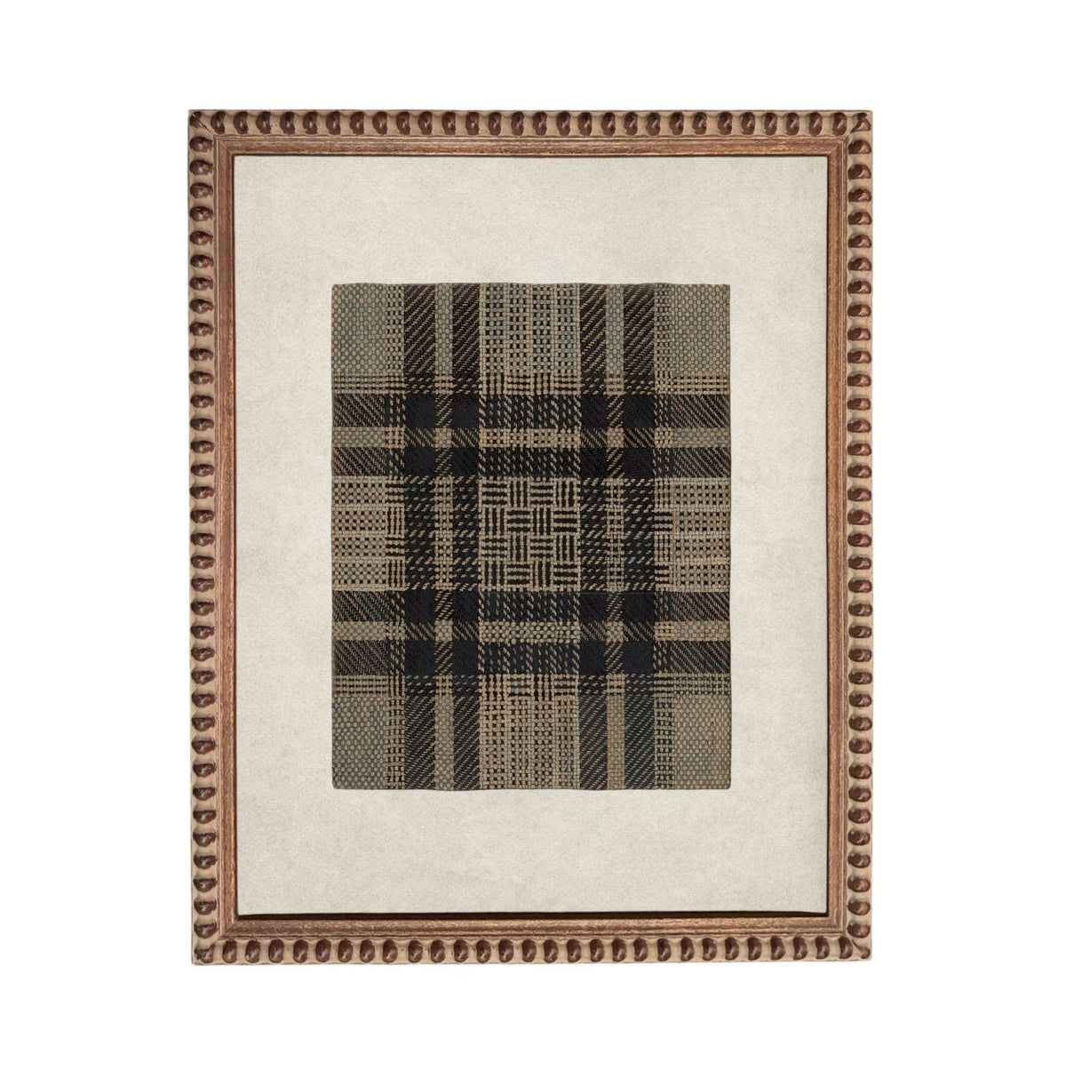 a square-shaped frame with a decorative border, containing a black and white checkered pattern.
