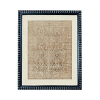 a square frame with a beige carpet hanging on it.