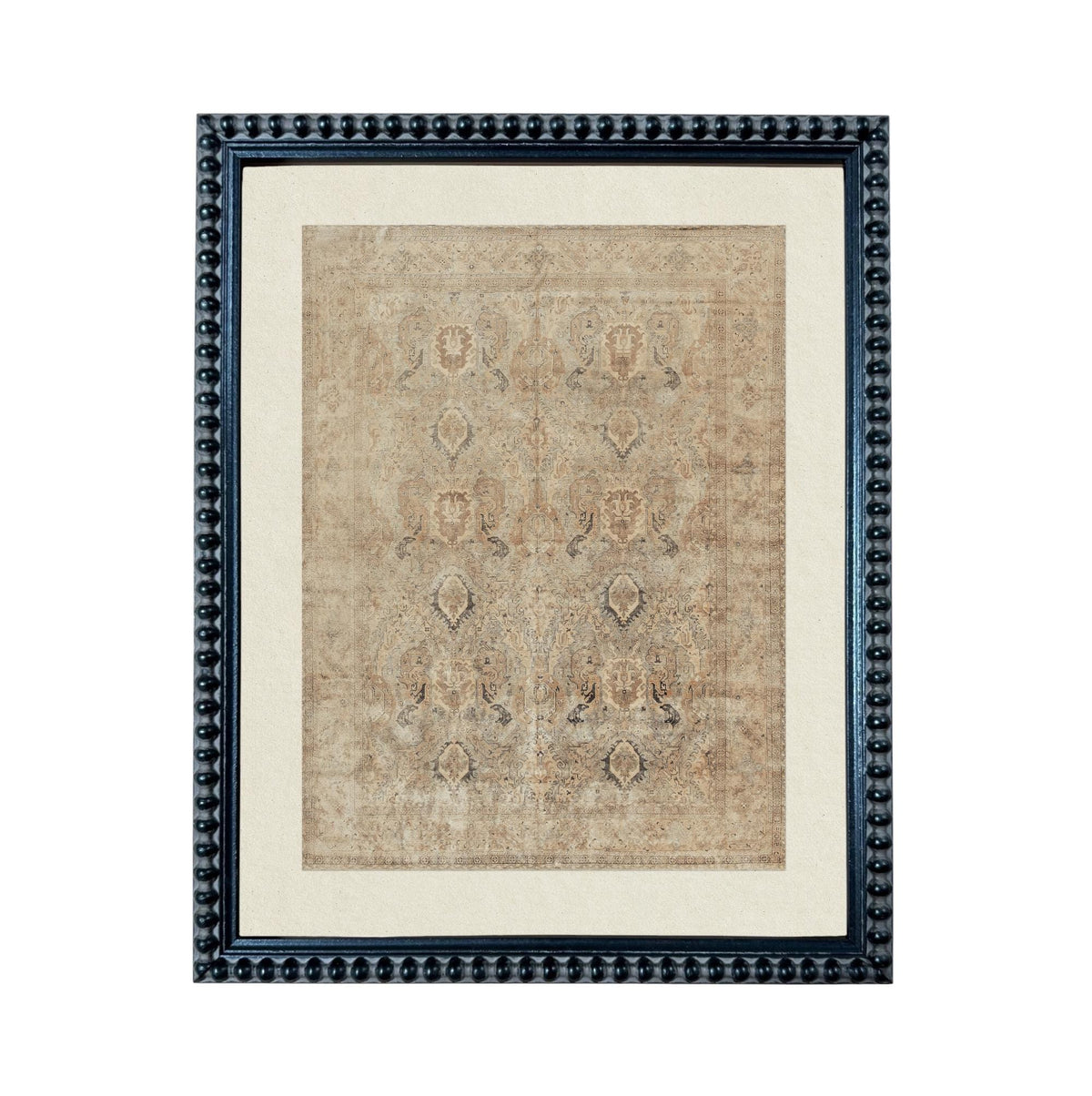 a square frame with a beige carpet hanging on it.