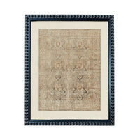 a square frame with a beige carpet hanging on it.
