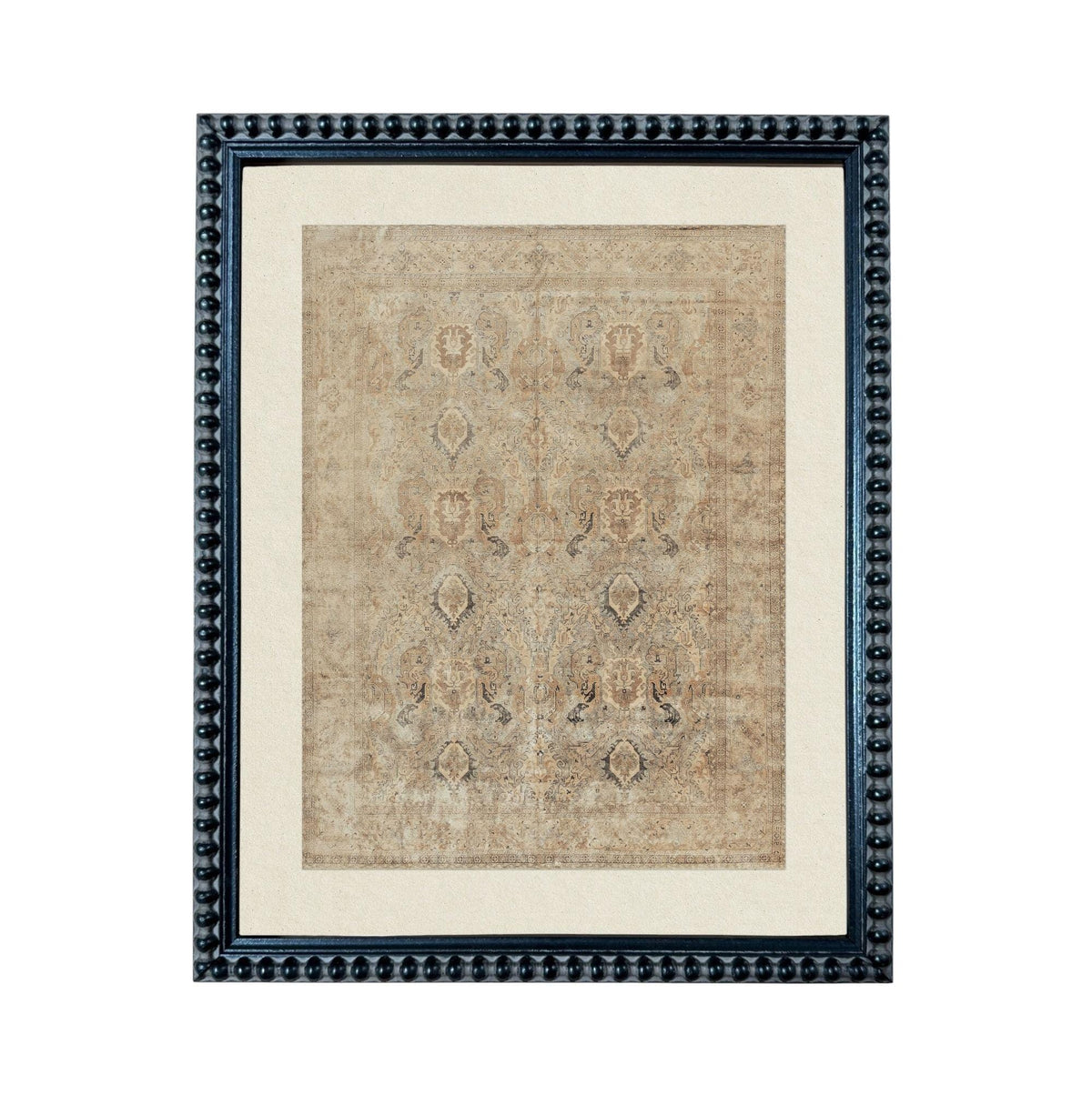 a square frame with a beige carpet hanging on it.