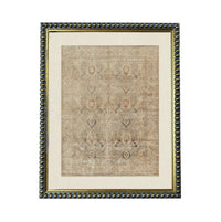 a square frame with a beige carpet hanging on it.