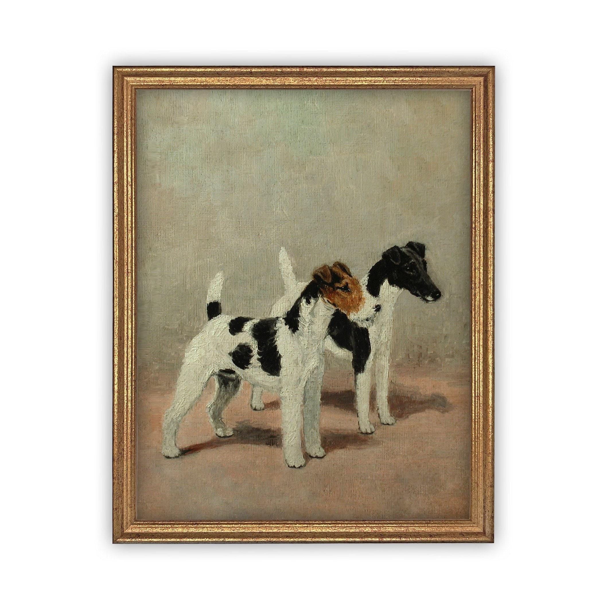Vintage Framed Canvas Dog Art #A-106