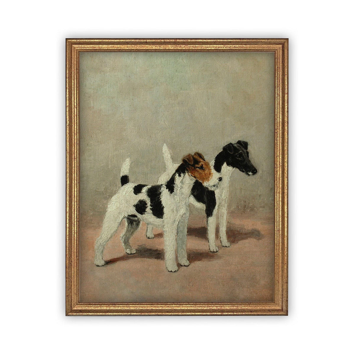 Vintage Framed Canvas Dog Art #A-106