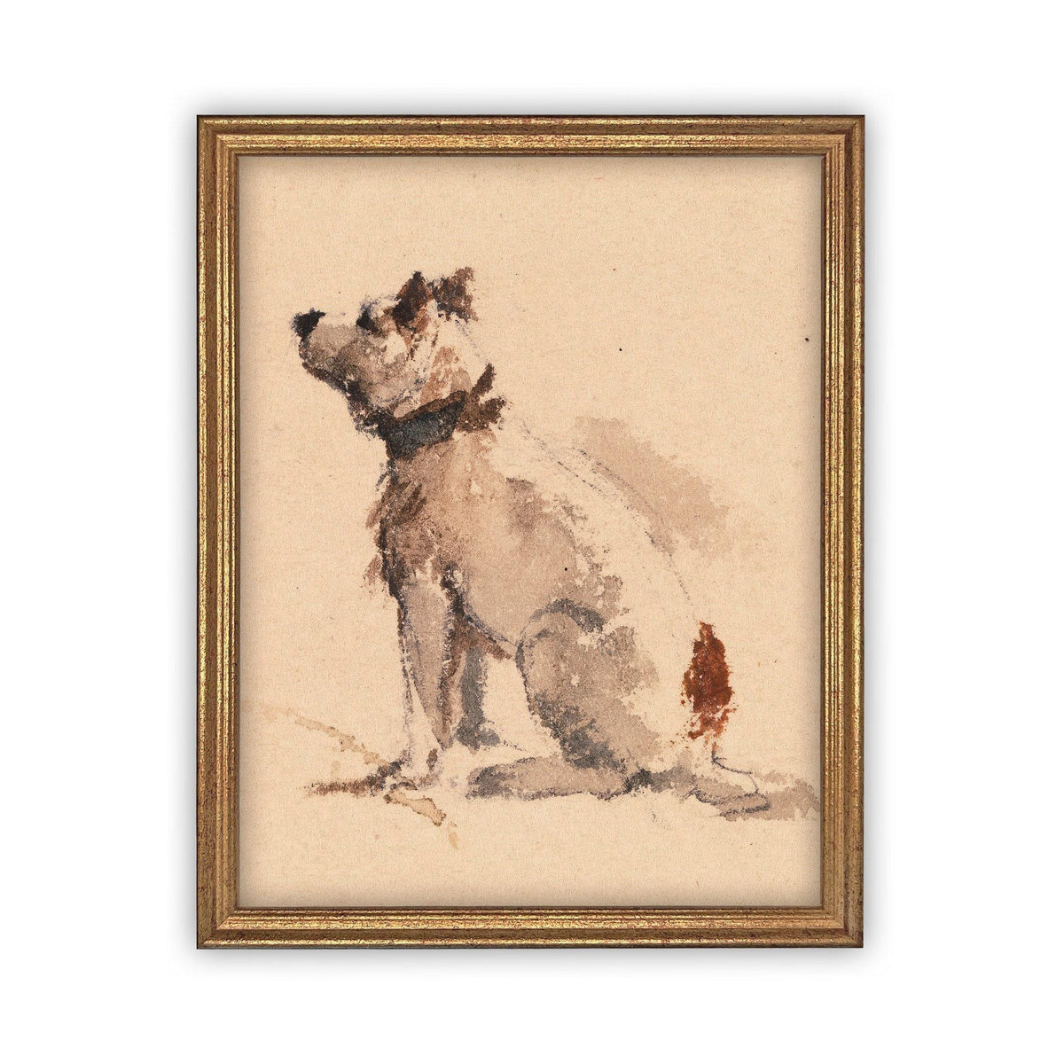 Vintage Framed Canvas Art Dog Art #A-109