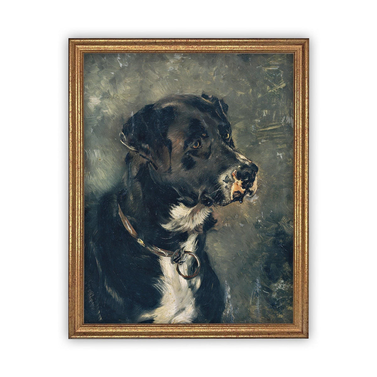 Framed Black and White Dog Art #A-110