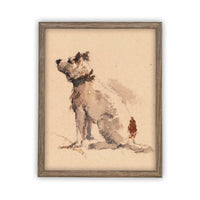 Vintage Framed Canvas Art Dog Art #A-109