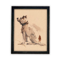 Vintage Framed Canvas Art Dog Art #A-109