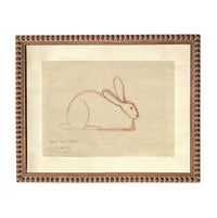 The image is a framed artwork depicting a rabbit, which is a type of rabbit.