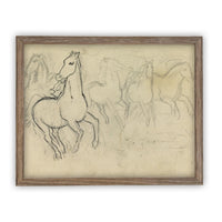 Vintage Framed Canvas Art Vintage Horse Sketch Art #A-128