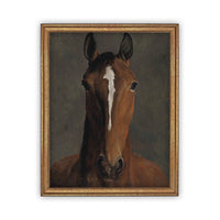 Vintage Framed Canvas Horse Art #A-154