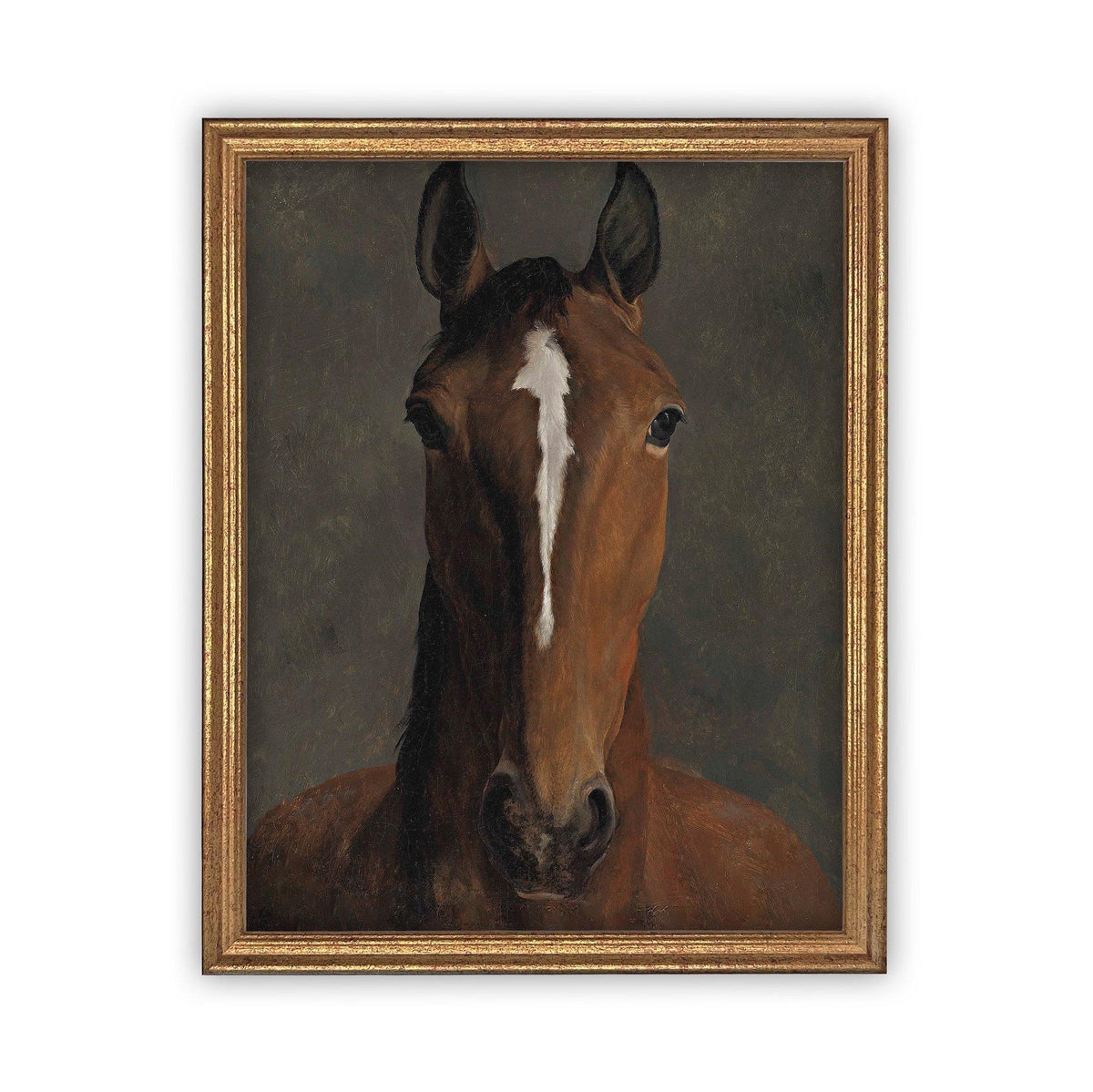 Vintage Framed Canvas Horse Art #A-154