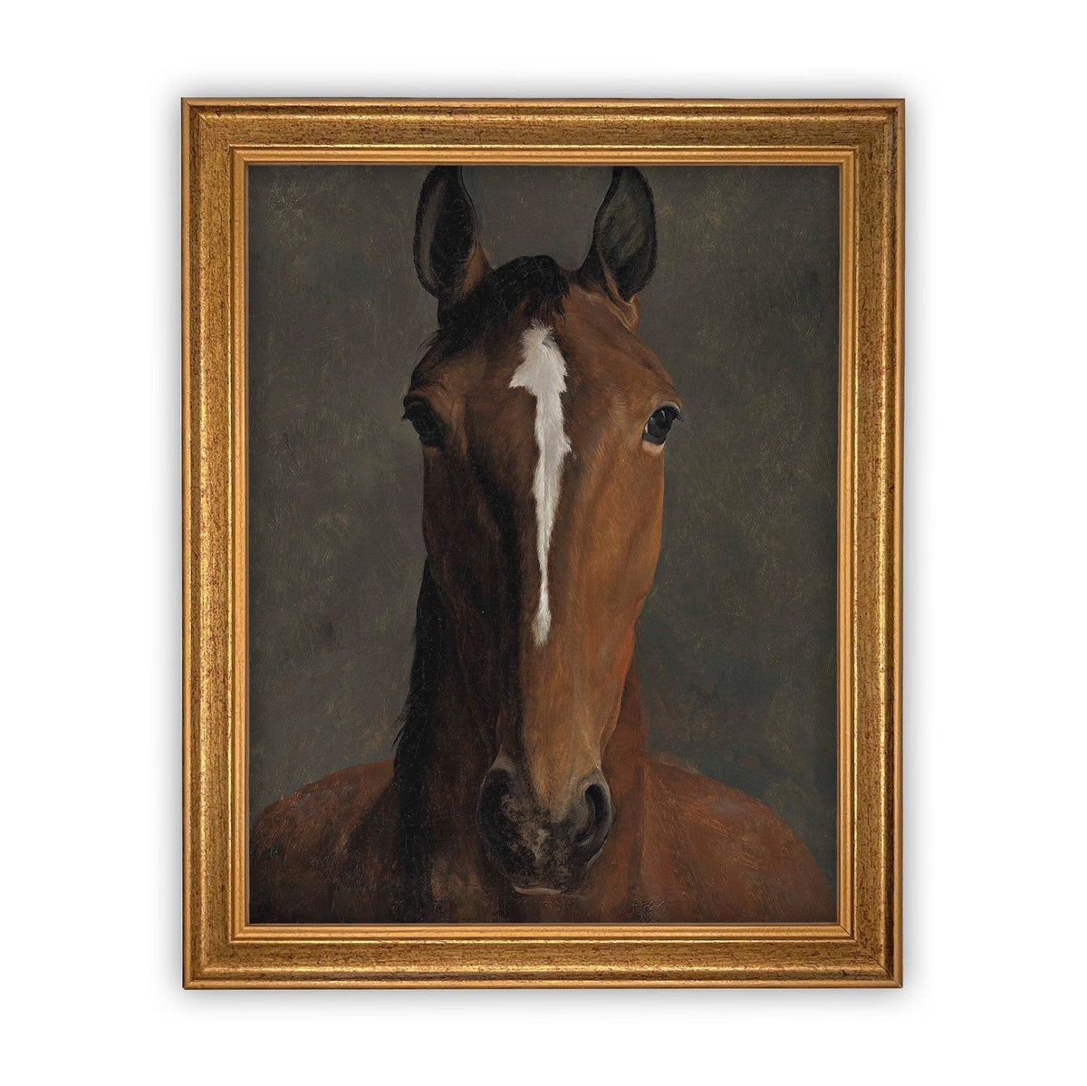 Vintage Framed Canvas Horse Art #A-154
