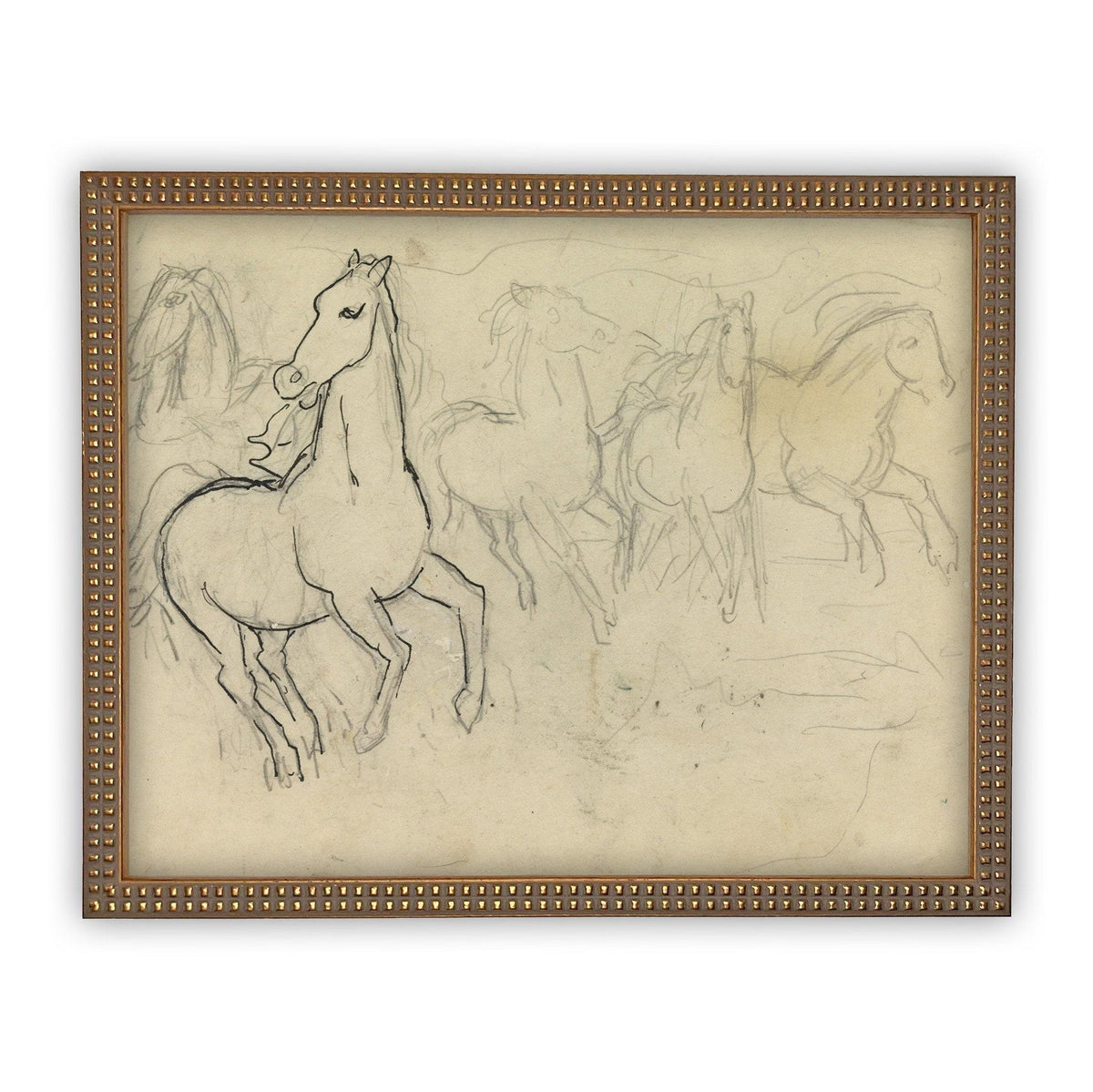 Vintage Framed Canvas Art Vintage Horse Sketch Art #A-128