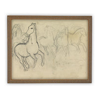READY to SHIP 8X10 Vintage Framed Horse Sketch Art Print: Farmhouse Canvas