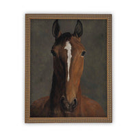 Vintage Framed Canvas Horse Art #A-154