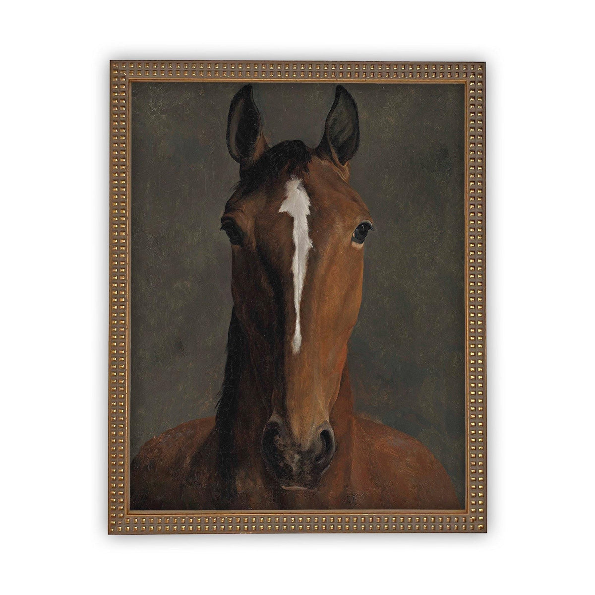 Vintage Framed Canvas Horse Art #A-154