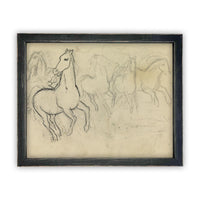 READY to SHIP 8X10 Vintage Framed Horse Sketch Art Print: Farmhouse Canvas