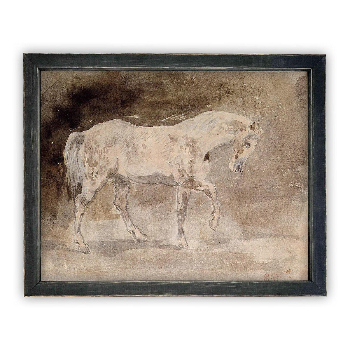 READY to SHIP 16X20 Vintage Horse Art: Framed Canvas Farmhouse Print