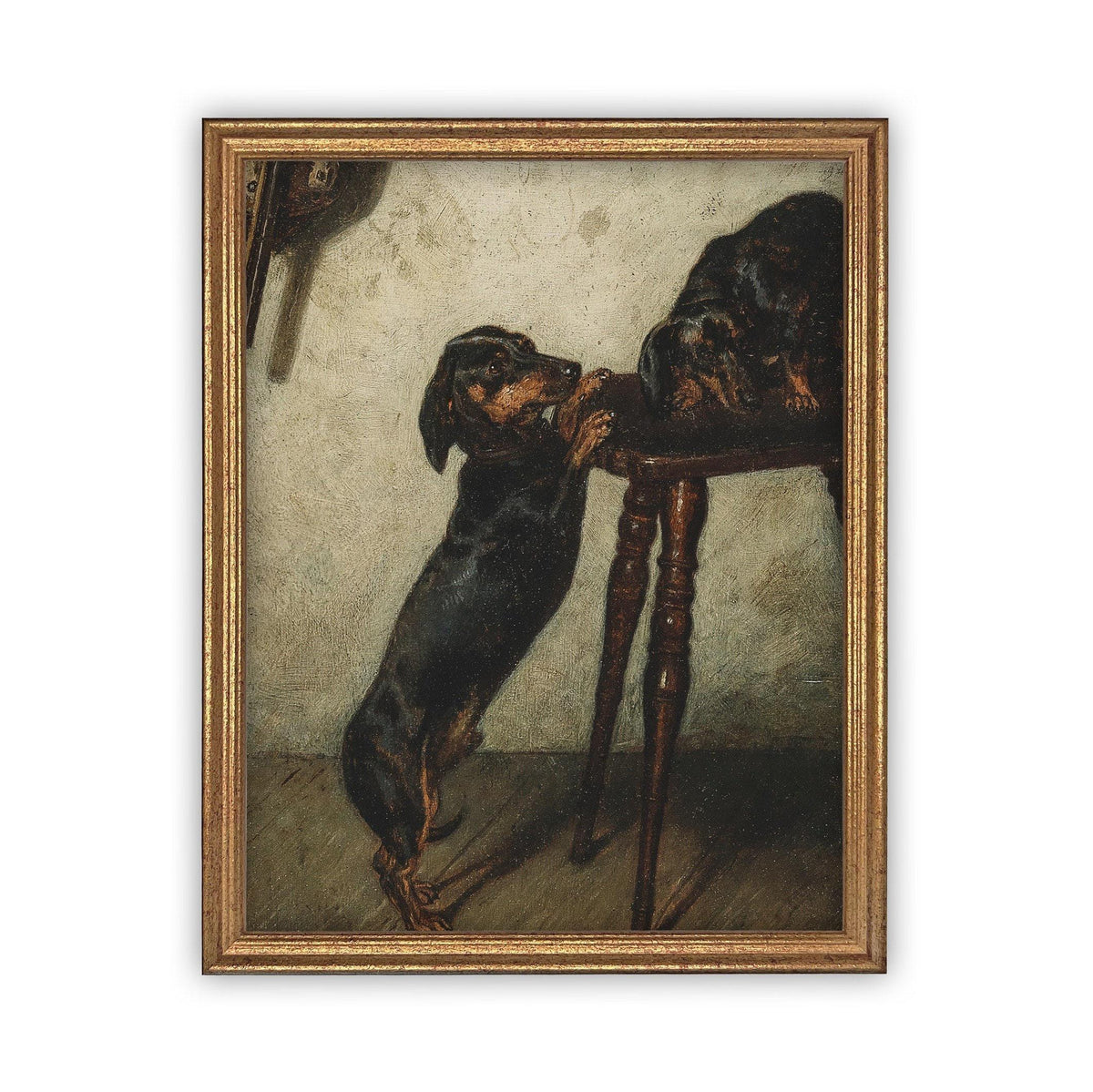 Vintage Framed Canvas Dog Art #A-160