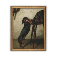 Vintage Framed Canvas Dog Art #A-160