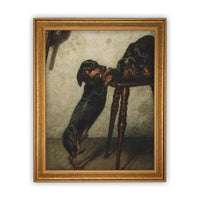 Vintage Framed Canvas Dog Art #A-160