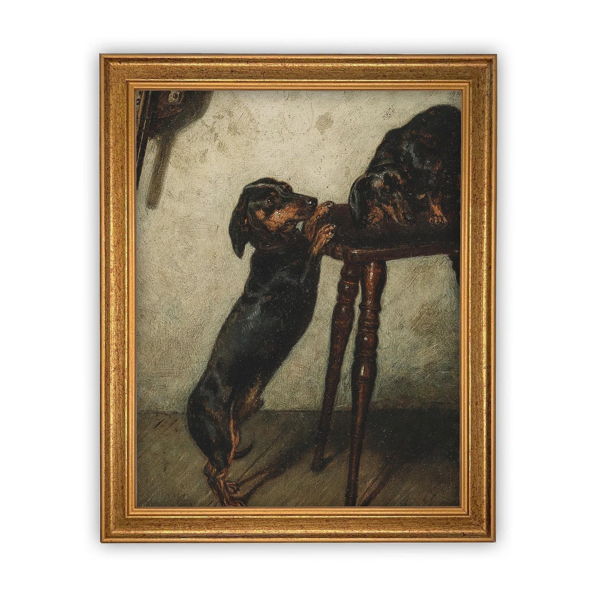 Vintage Framed Canvas Dog Art #A-160
