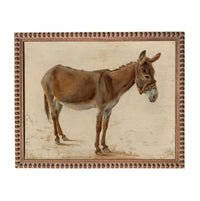A painting of a donkey standing in a field.
