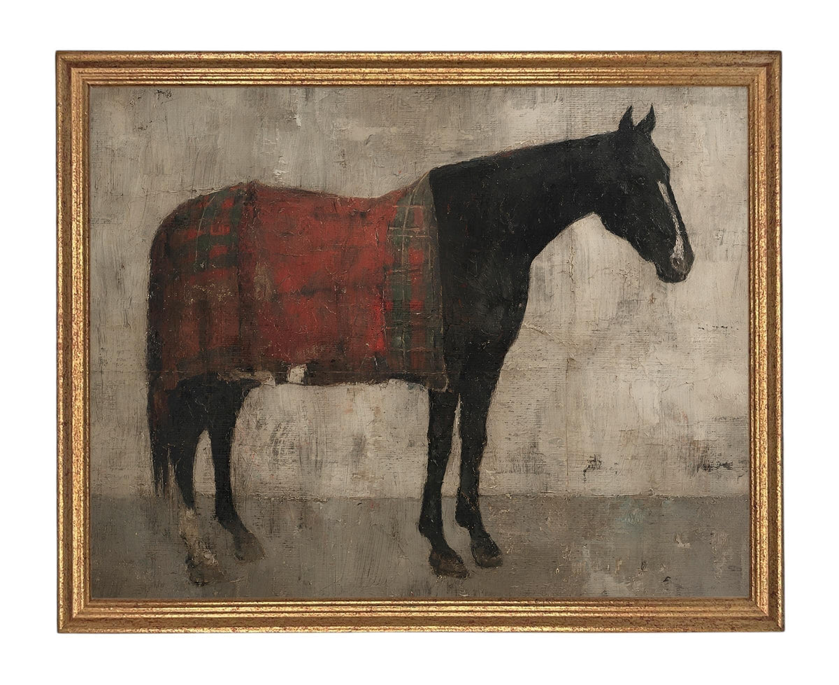 Vintage Framed Horse Canvas Art Print #A-205
