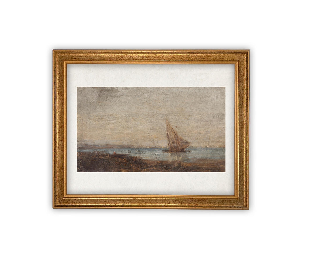 READY to SHIP 11X14 Framed Vintage Nautical Canvas Print: Sailboat Art