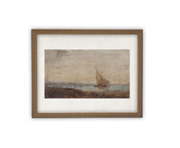 READY to SHIP 11X14 Framed Vintage Nautical Canvas Print: Sailboat Art